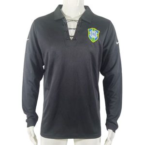 brasil retro langermet drakt keeper svart 2004