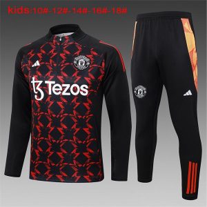 manchester united jakke barn svart mork rod 2024-2025