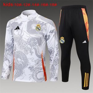 real madrid jakke barn dragon hvit oransje 2024-2025
