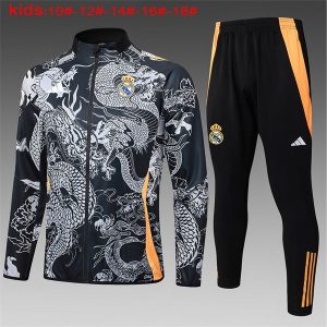 real madrid jakke barn dragon hvit svart oransje 2024-2025
