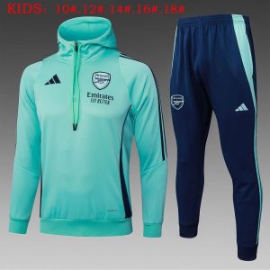 arsenal treningsdress hettegenser barn lys gronn 2024-2025