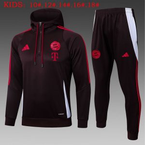 bayern munchen treningsdress hettegenser barn mork rod rod 2024-2025
