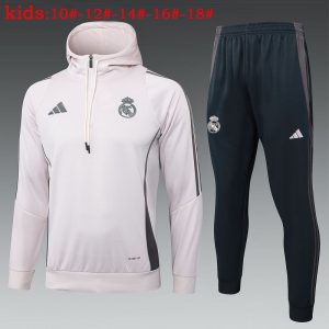 real madrid treningsdress hettegenser barn lys rosa 2024-2025