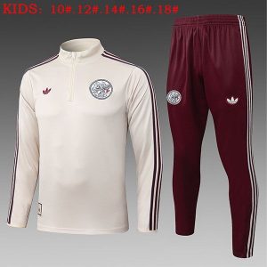ajax treningsdress barn glidelas Ivory mork rod 2025-2026