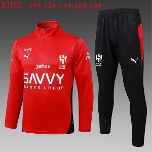 al hilal treningsdress barn glidelas rod svart 2025-2026
