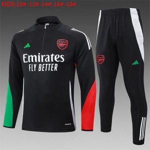 arsenal treningsdress barn glidelas svart gronn rod 3 hvit stripete 2024-2025