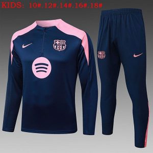 barcelona treningsdress barn glidelas mork bla rosa 2025-2026