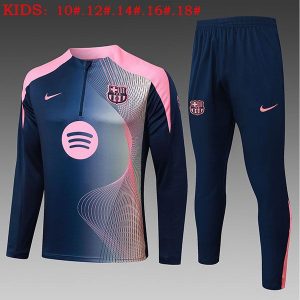 barcelona treningsdress barn glidelas rosa mork bla 2025-2026