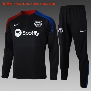 barcelona treningsdress barn glidelas rod svart bla 2024-2025