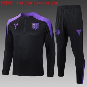 barcelona treningsdress barn glidelas svart lilla 2025-2026