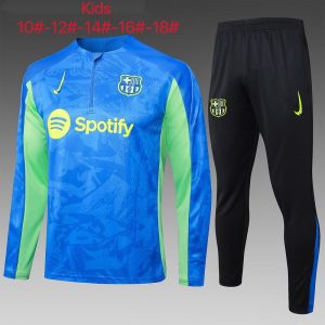 barcelona barn lys bla neon gronn 2024-2025 treningsdress