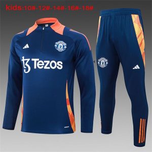 manchester united treningsdress barn glidelas oransje mork bla (1) 2024-2025