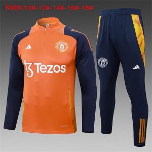 manchester united treningsdress barn glidelas oransje mork bla 2024-2025