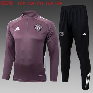 manchester united treningsdress barn glidelas gra lilla hvit 2025-2026