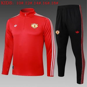 manchester united treningsdress barn glidelas rod hvit 2025-2026