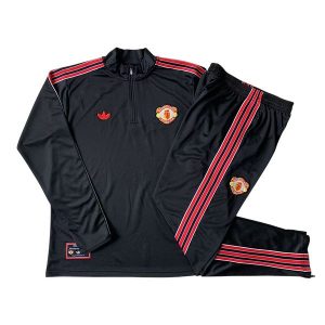 manchester united treningsdress barn glidelas svart rod 3 stripete 2025-2026