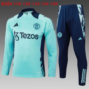 manchester united barn lys gronn mork bla 2024-2025 treningsdress