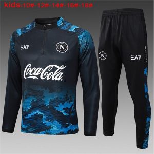 napoli treningsdress barn glidelas svart kamuflasje bla EA7 2024-2025