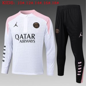 psg treningsdress barn glidelas hvit rosa 2024-2025