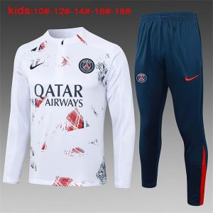 psg treningsdress barn glidelas hvit bla rod 2024-2025