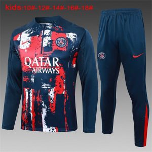 psg treningsdress barn glidelas kamuflasje mork bla rod 2024-2025