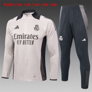 real madrid treningsdress barn glidelas brun mork gra 2024-2025