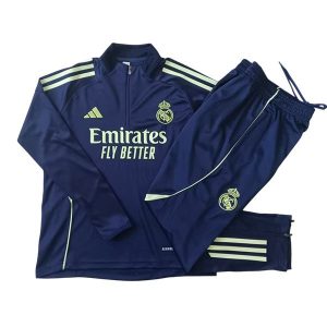 real madrid barn mork bla neon gronn 3 stripete 2025-2026 treningsdress