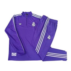real madrid barn lilla hvit 3 stripete 2025-2026 treningsdress
