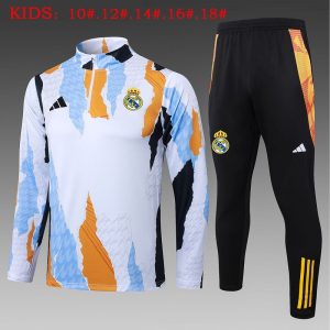 real madrid barn bla hvit oransje 2024-2025 treningsdress