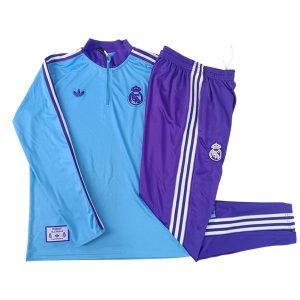 real madrid barn bla lilla 3 stripete 2025-2026 treningsdress