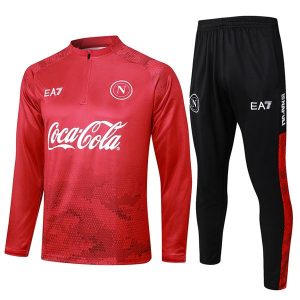 treningsdress napoli glidelas rod svart EA7 2024-2025