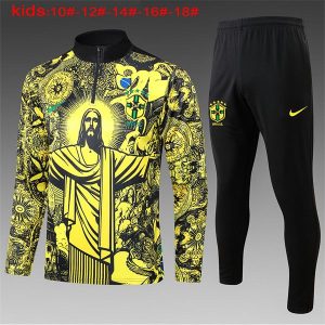 brasil treningsdress barn glidelas jesus gul svart 2024-2025