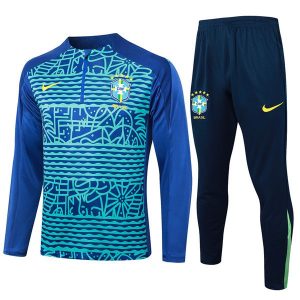 treningsdress brasil glidelas gronn stripete mork bla 2024-2025