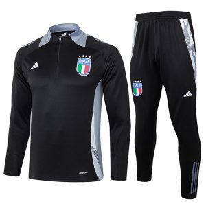 treningsdress Italia glidelas svart mork gra 2024-2025