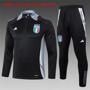 Italia treningsdress barn glidelas svart gra 2024-2025