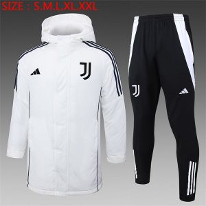 pufferjakke juventus hvit 3 svart stripete 2024-2025