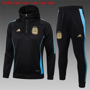 argentina treningsdress hettegenser barn svart bla glidelas 2024-2025
