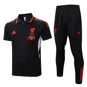 trenings liverpool svart rod 2025-2026 polo sett
