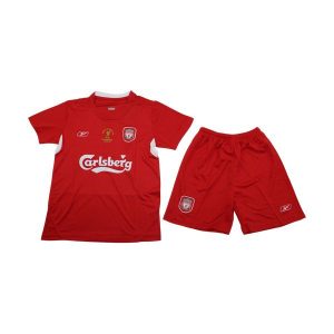 liverpool barn retro drakt sett spesialutgave rod ucl final 2004-2005