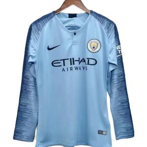 manchester city langermet retro drakt hjemme 2018-2019