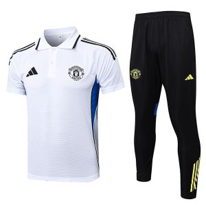 trenings manchester united hvit bla 2025-2026 polo sett