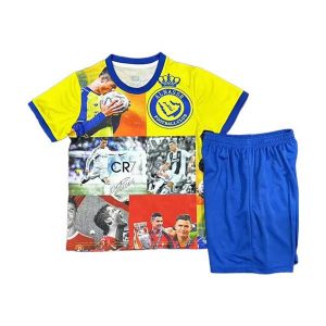 al nassr barn spesialutgave drakt sett gul rod ronaldo 2025-2026