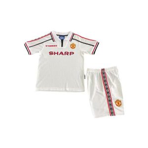 manchester united barn retro drakt sett spesialutgave hvit 1998-1999