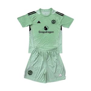 manchester united barn keeper drakt sett neon gronn 2025-2026