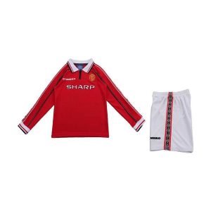 manchester united barn langermet drakt sett retro hjemme 1998-2000