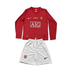 manchester united barn langermet drakt sett retro hjemme 2007-2008