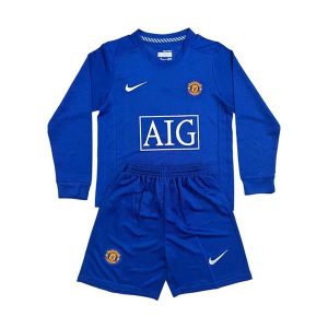 manchester united barn langermet drakt sett retro keeper bla 2007-2008