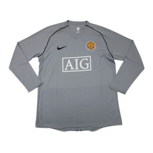 manchester united retro aig langermet drakt keeper gra 2007-2008