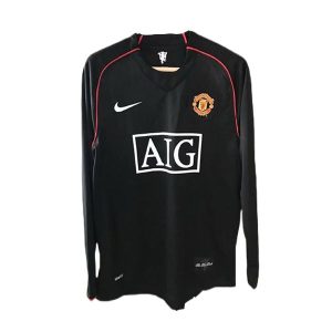 manchester united retro aig langermet drakt borte 2007-2008