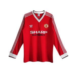 manchester united retro sharp electronics langermet drakt hjemme 1982-1983